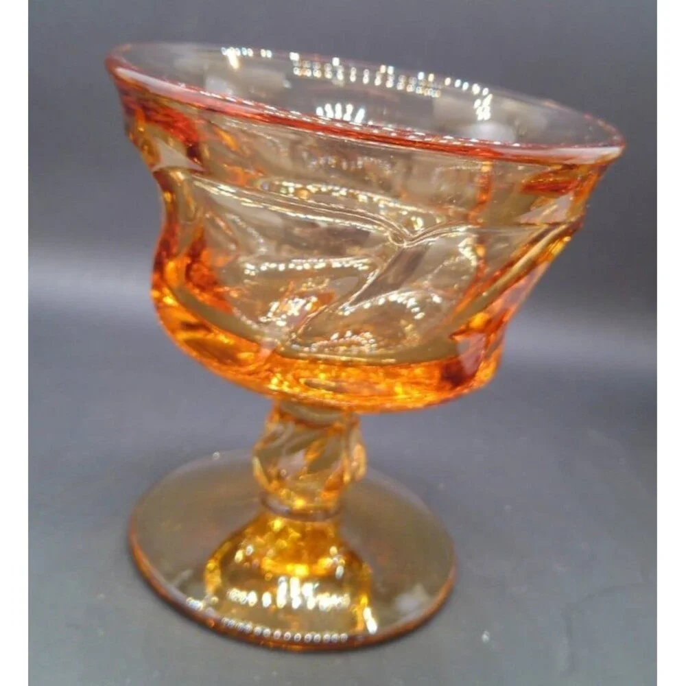 Vintage Fostoria Jamestown Swirl Amber Sherbet Or Champagne Glasses Set Of 4 A